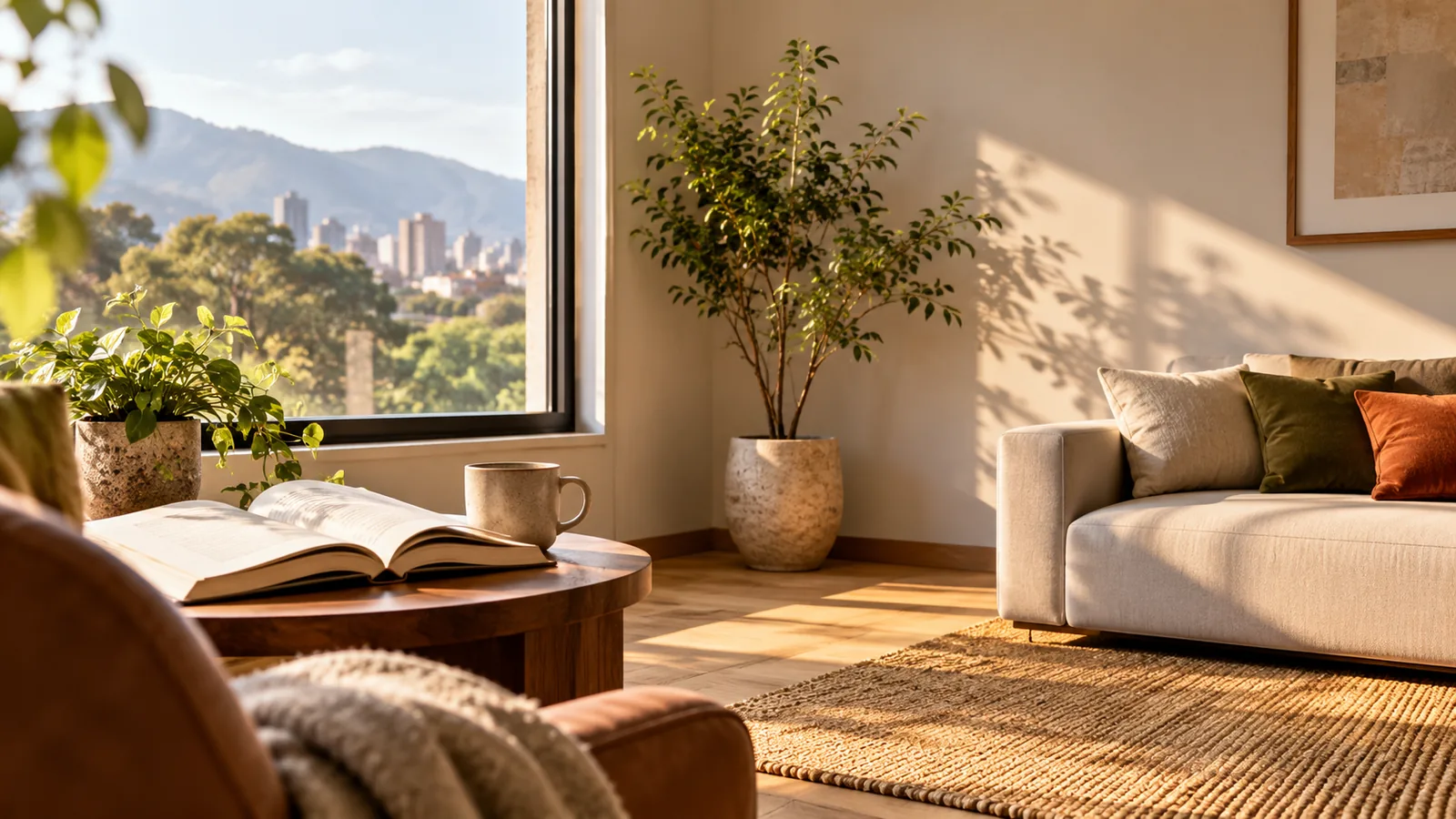 Rincón de lectura con Silla Tensil de Ratio junto a una ventana con luz natural.